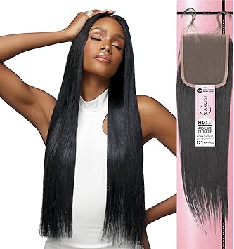 Sensationnel Virgin Remy Human Hair 4X5 Hd Lace Closure - Pearlish Straight 12" (Color :NATURAL