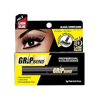 Grip Bond Latex-Free Eyelash Adhesive Black/Dries Dark, 0.18oz