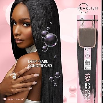 Sensationnel Virgin Remy Human Hair 4X5 Hd Lace Closure - Pearlish Straight 12" (Color: NATURAL BLACK)