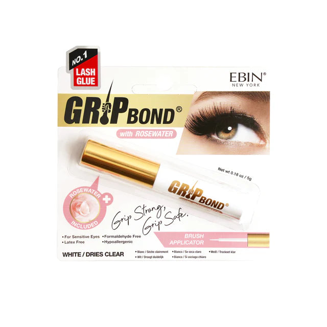 GRIP BOND LASH ADHESIVE with ROSEWATER - WHITE / BRUSH