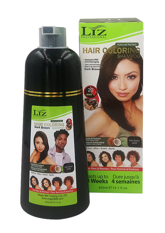 Liz Hair Coloring Shampoo - Dark Brown (400 ml