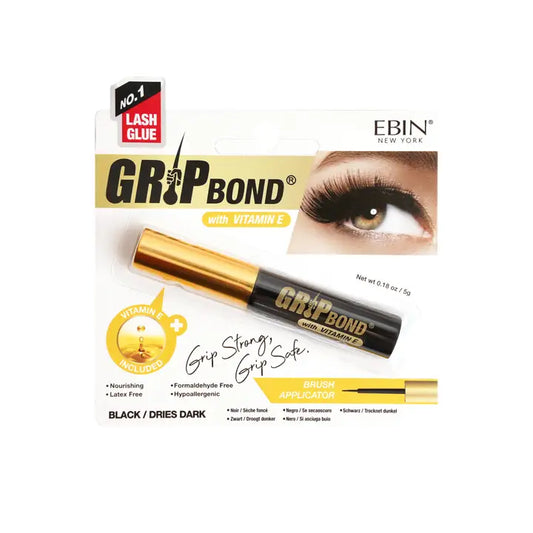 EBIN WHOLESALE GRIP BOND LASH ADHESIVE with VITAMIN E - BLACK / BRUSH