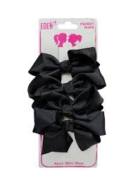 Eden Mini Bow Hair Accessory #64601 Black (4 pcs/pk