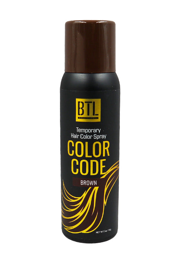 BTL Color Code Temporay Hair Color Spray -Brown (3 oz)
