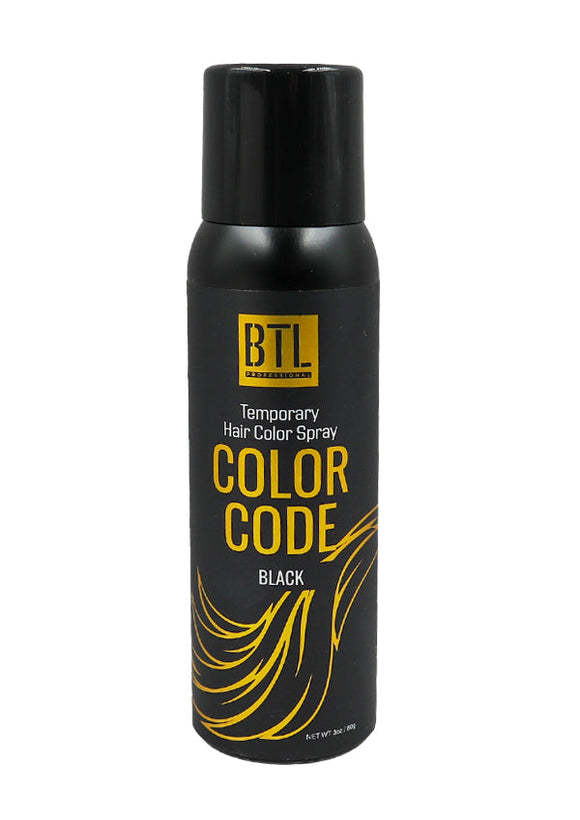BTL Color Code Temporay Hair Color Spray -Black (3 oz)