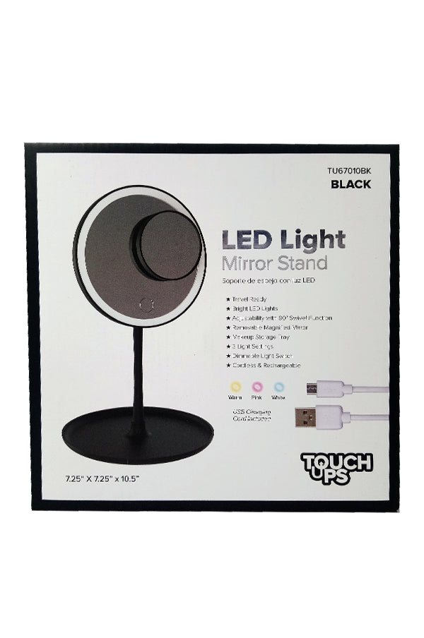 Touch Ups LED Light Mirror Stand-Black