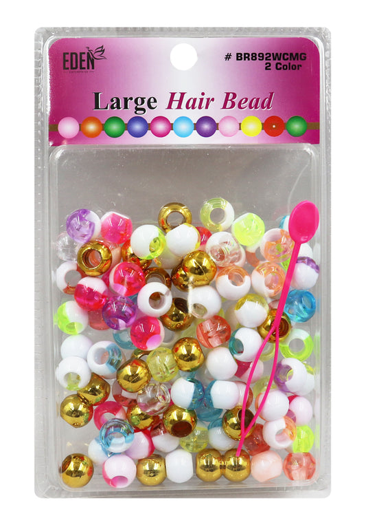 Eden 2Color XLG Blister Large Round Bead -White/ClearAssort/Gold #BR892WCMG -pk
