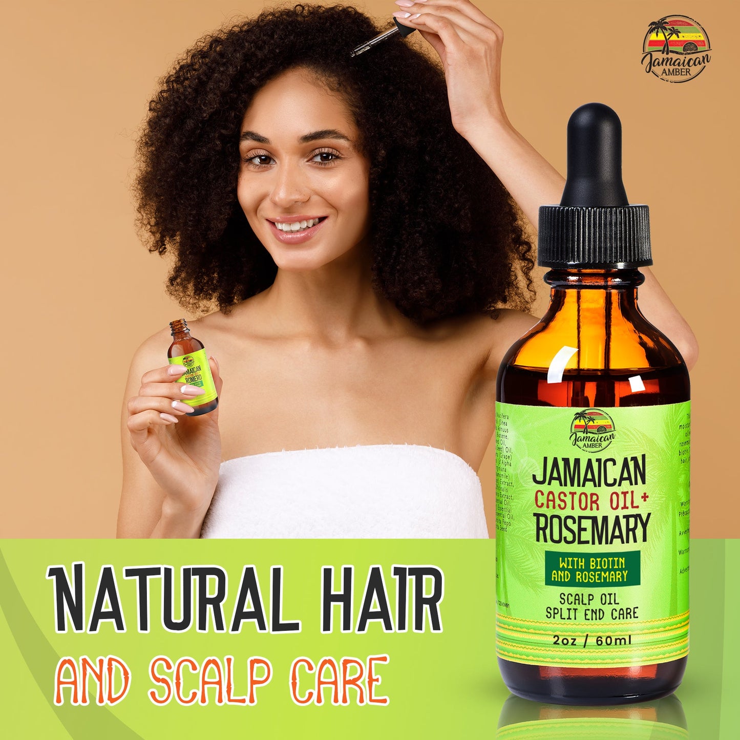 Jamaican Amber Jamaican Castor Oil & Rosemary Hair Oil 2 oz/60 ml