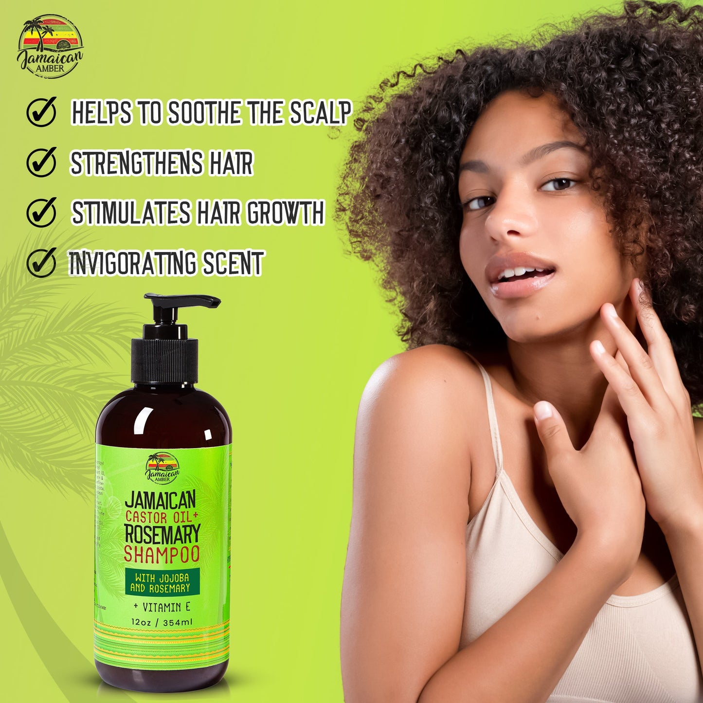 Jamaican Amber Jamaican Castor Oil & Rosemary Hair Shampoo 12 oz/354 ml