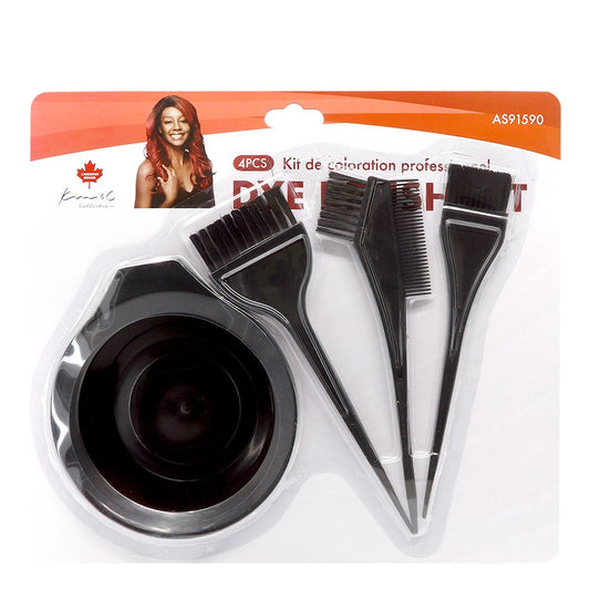 KIM & C 4pcs Dye Brush Kit (Tint Bowl & 3 Dye Brushes