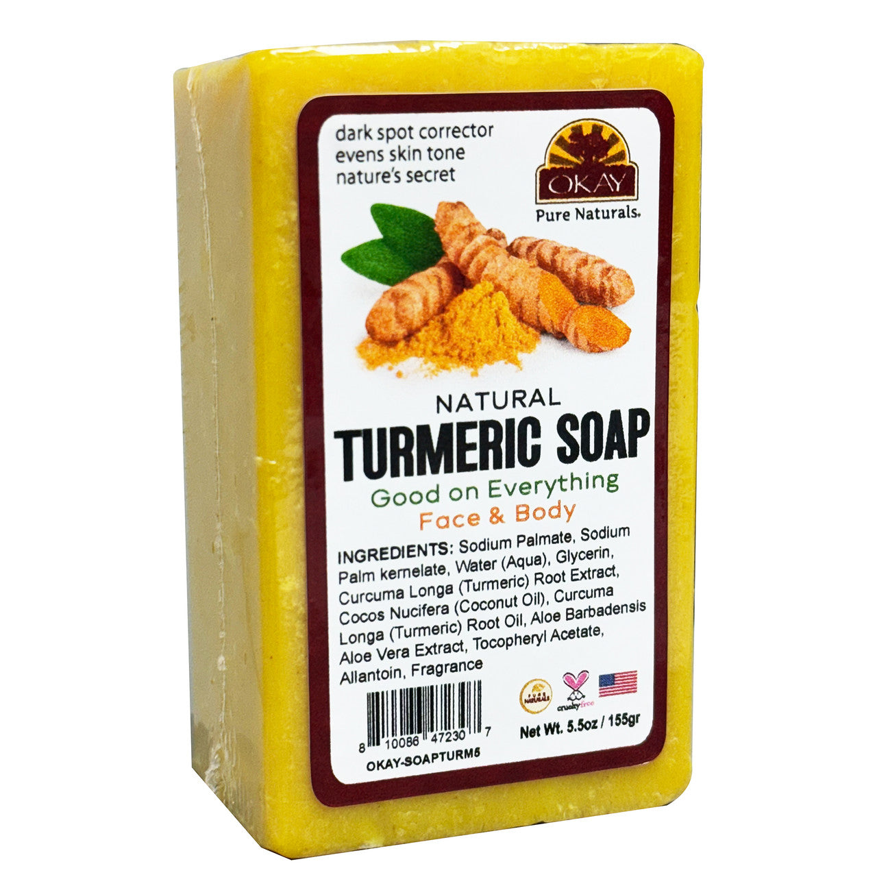 OKAY Pure Naturals Turmeric Soap Bar - 5.5 oz / 156 g
