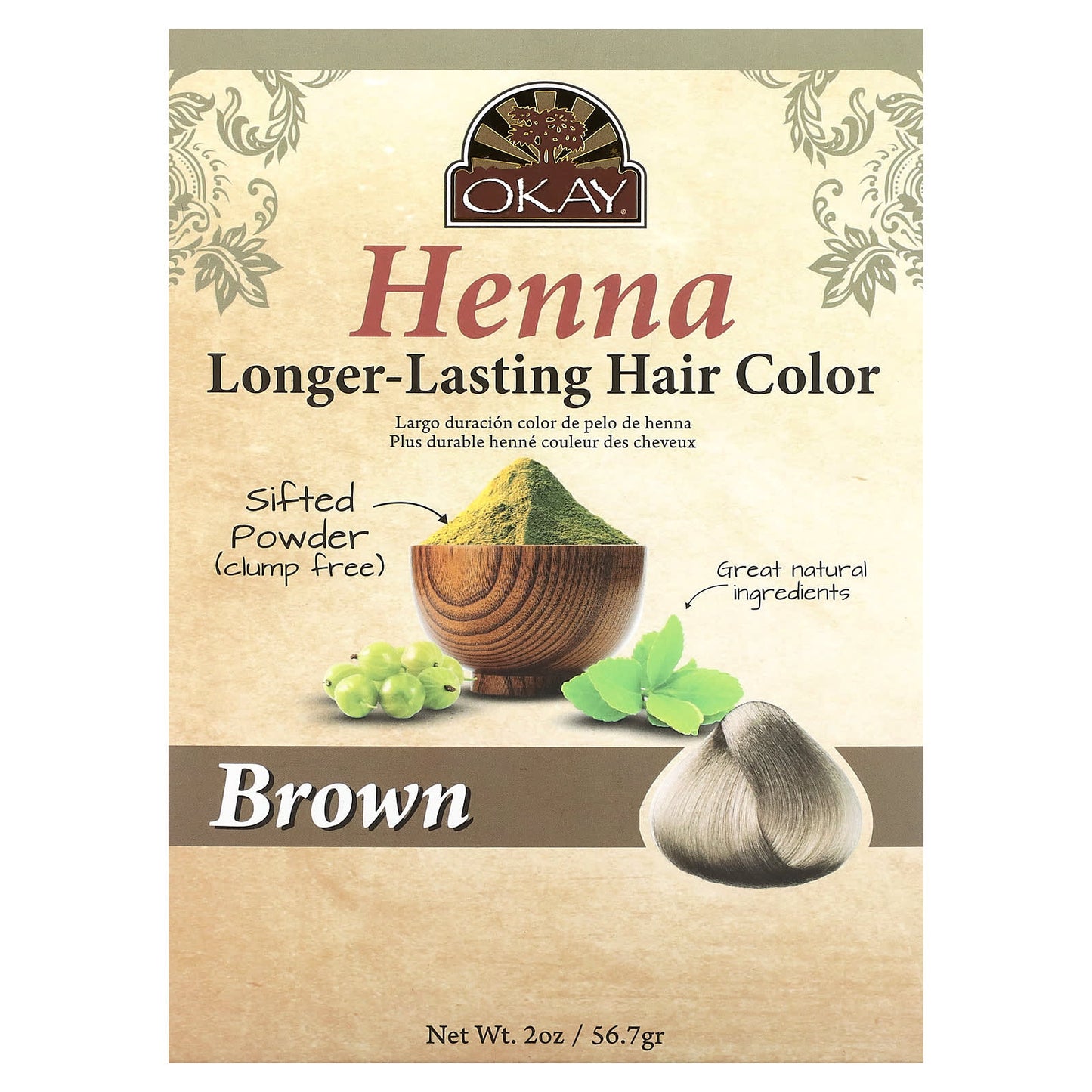 Okay Pure Naturals
Henna, Longer-Lasting Hair Color, 2 oz (56.7 g)