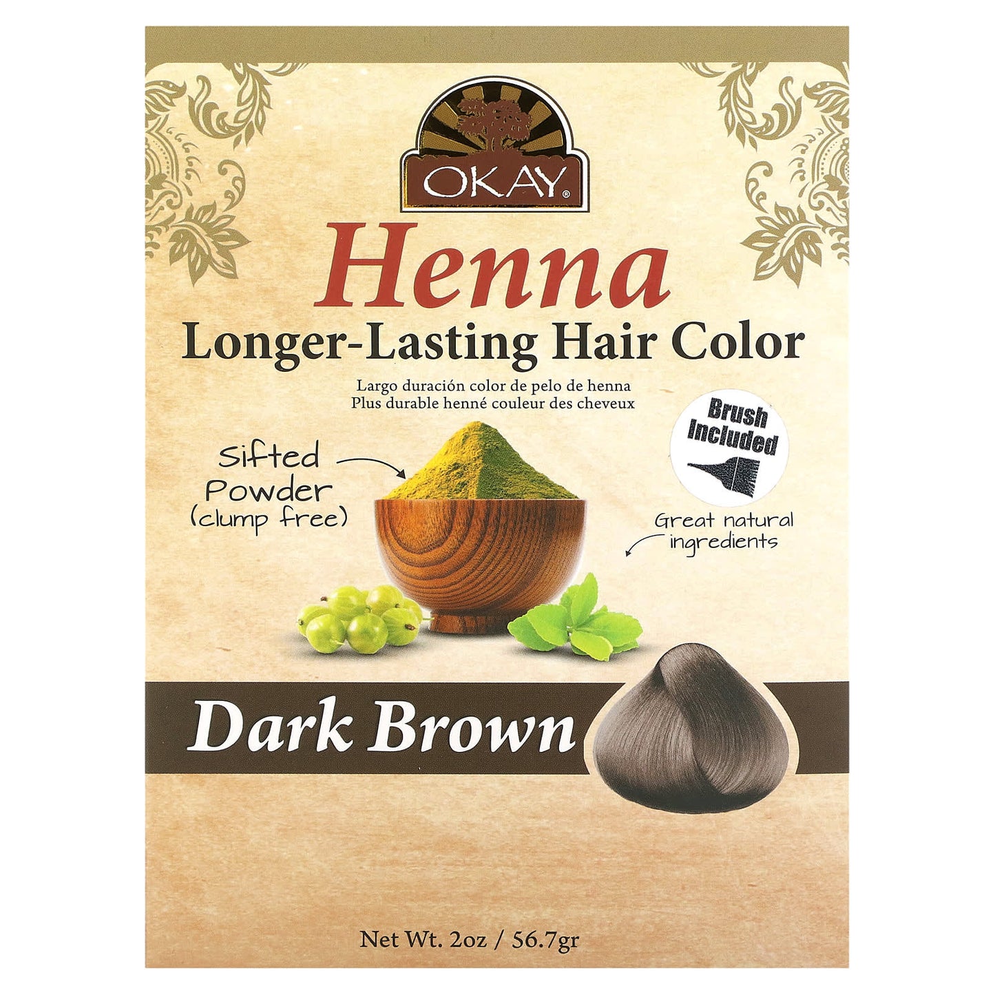 Okay Pure Naturals
Henna, Longer-Lasting Hair Color, 2 oz (56.7 g)