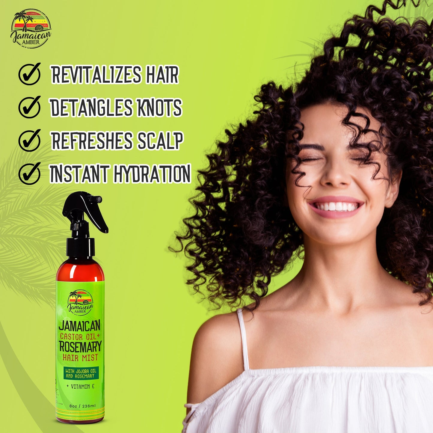 Jamaican Amber Jamaican Castor Oil & Rosemary Hair Mist 8 oz