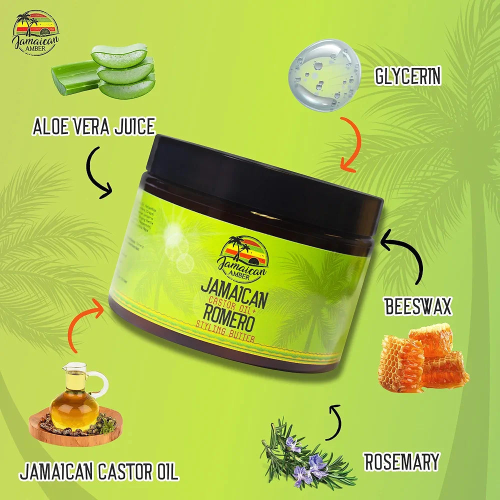 Jamaican Amber Jamaican Castor Oil Rosemary STYLING BUTTER 12OZ