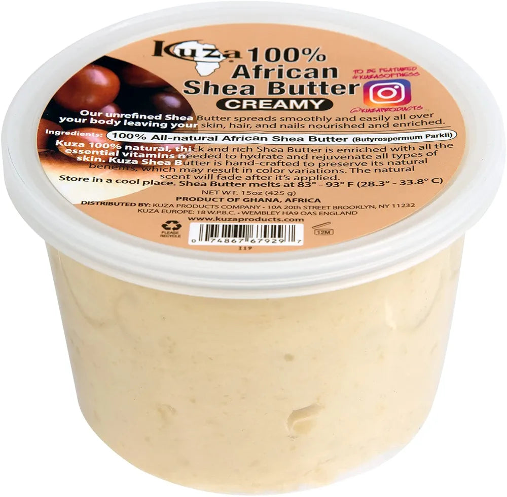 Kuza 100% Natural African Shea Butter, White Creamy 28 oz