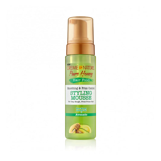 CREME OF NATURE PURE HONEY HAIR FOOD Smooting & Frizz Control Styling Mousse 7oz