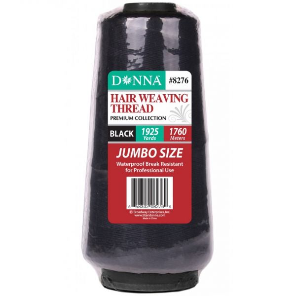 Donna Hair Weaving Thread Jumbo 1760m-Black#8276(6pc/pk) - pk
