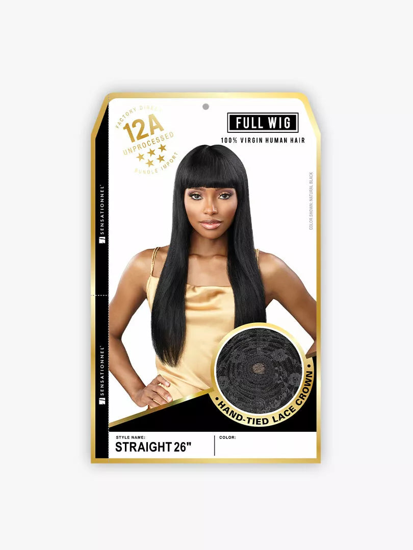100% VIRGIN HUMAN HAIR 12A UNPROCESSED FULL WIG STRAIGHT 26″ BY SENSATIONNEL