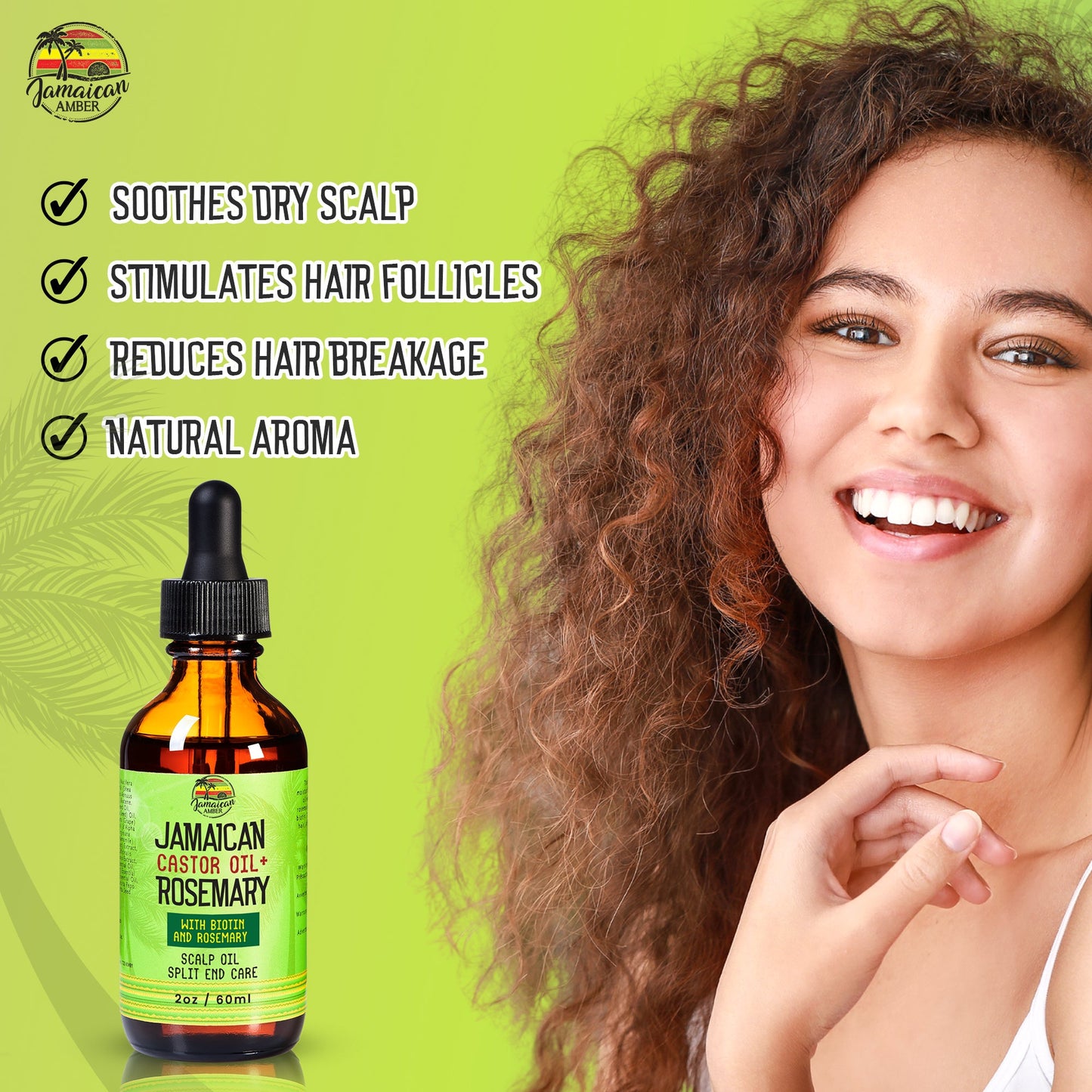 Jamaican Amber Jamaican Castor Oil & Rosemary Hair Oil 2 oz/60 ml