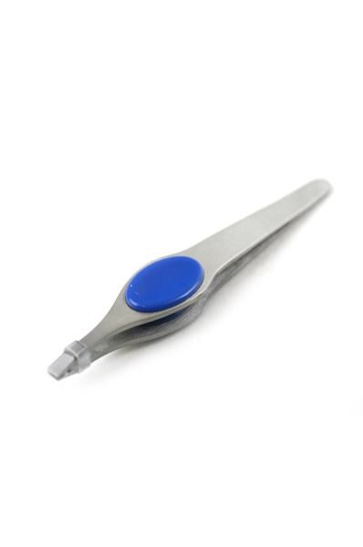 KIM & C Square Tip Tweezer with Rubber Grip[Black and Blue]