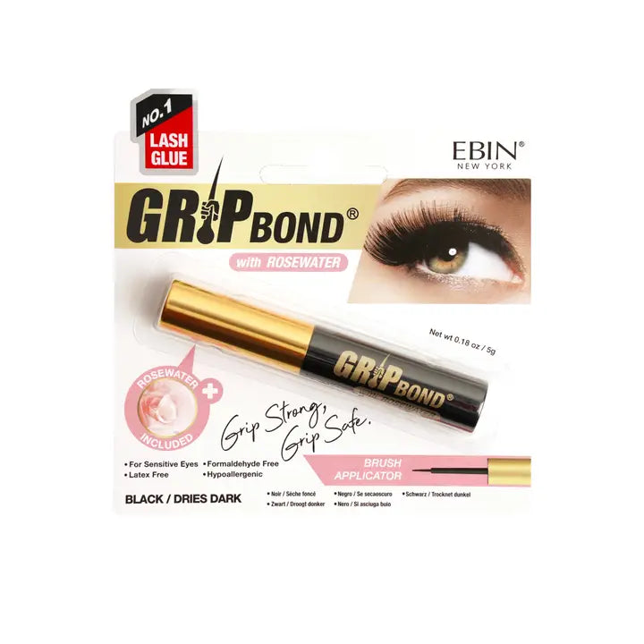 WHOLESALE GRIP BOND LASH ADHESIVE with ROSEWATER - BLACK / BRUSH