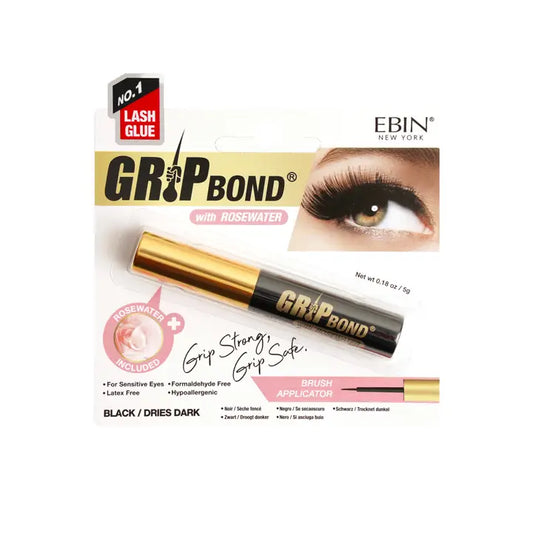 WHOLESALE GRIP BOND LASH ADHESIVE with ROSEWATER - BLACK / BRUSH