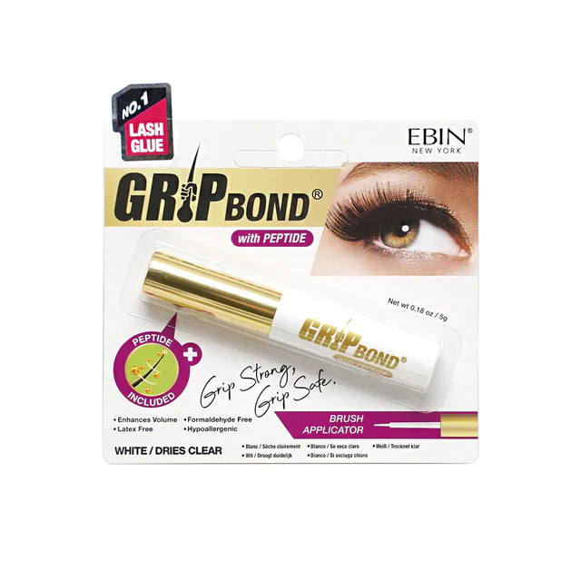 GRIP BOND LASH ADHESIVE with PEPTIDE - WHITE / BRUSH