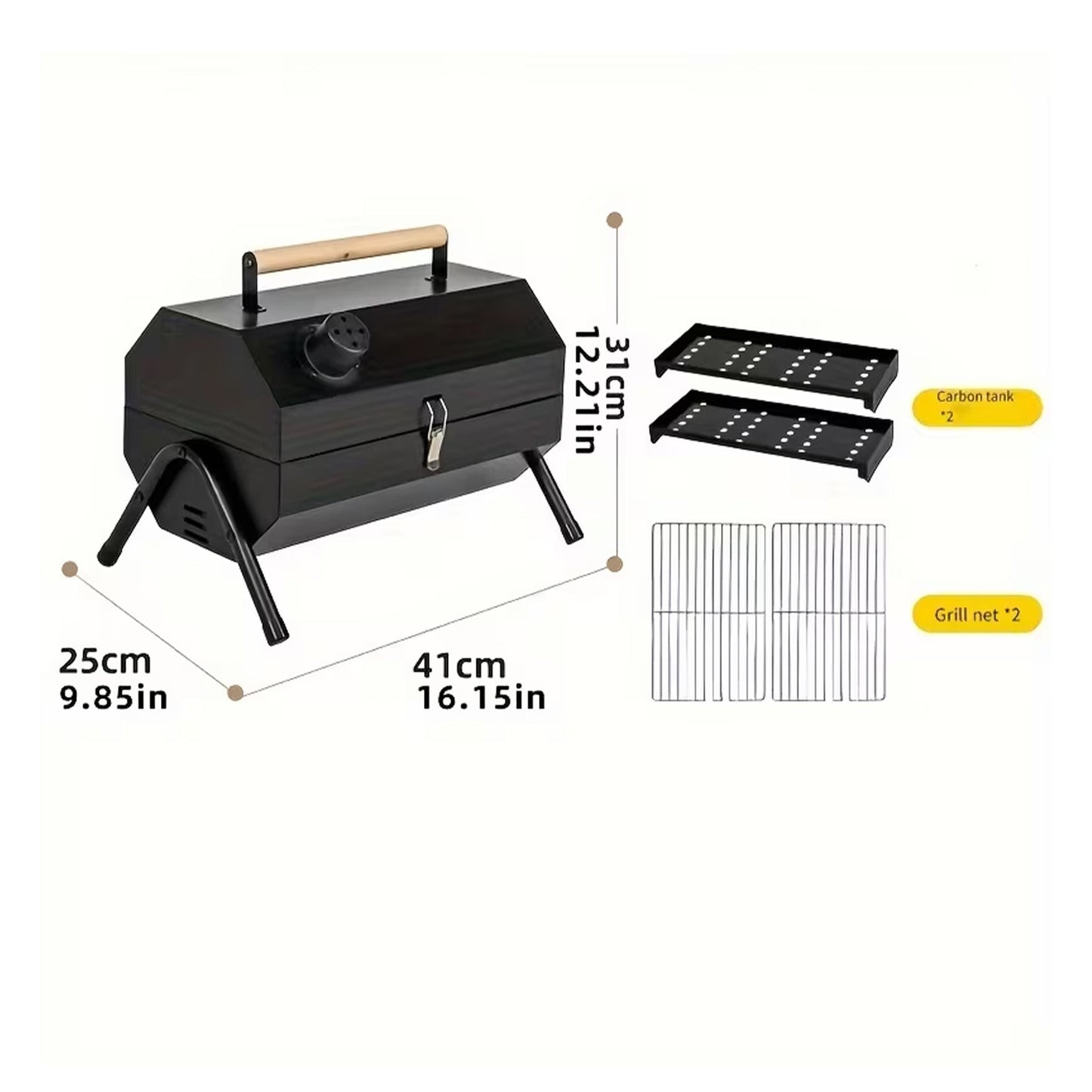 Saldnes Octagon Double Sided Portable Barbeque Grill-Black [Online Only]
