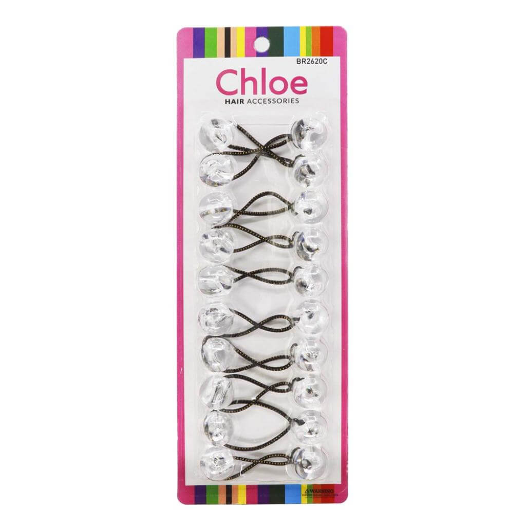 CHLOE10pcsTwinBeadsPonytailers20mmclear.jpg | Miami Beauty Supply