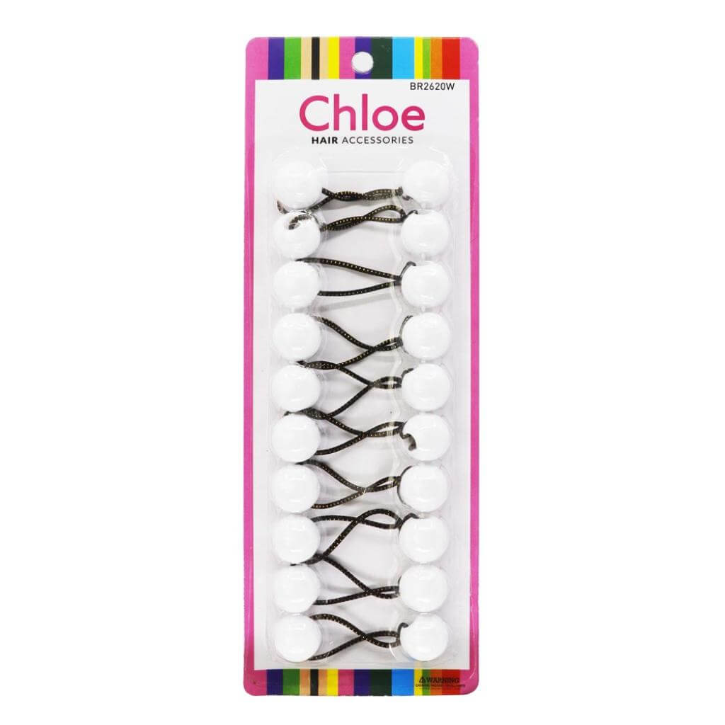 CHLOE10pcsTwinBeadsPonytailers20mmwhite.jpg | Miami Beauty Supply