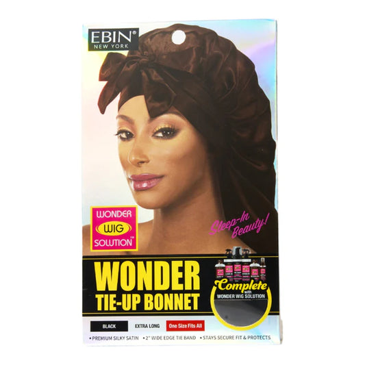 Wonder Wig Tie-Up Bonnet - Black ( EXTRA JUMBO)