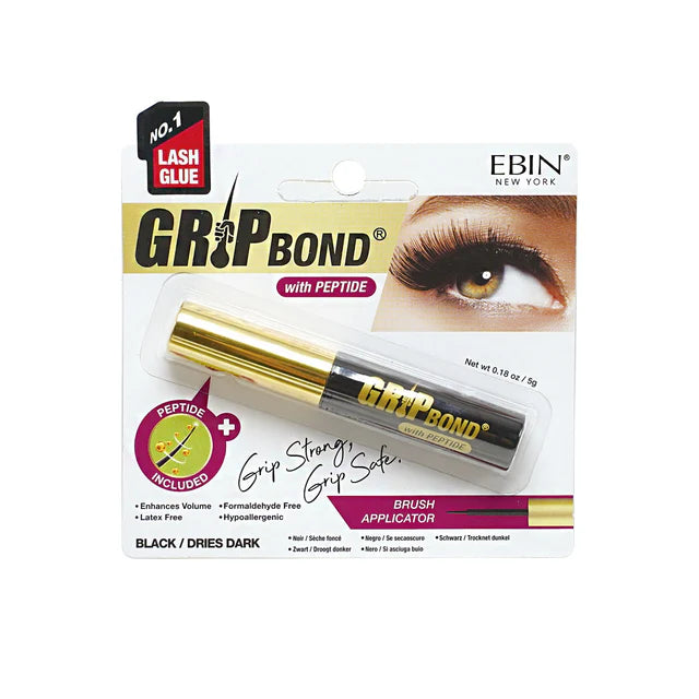 GRIP BOND LASH ADHESIVE with PEPTIDE - BLACK / BRUSH