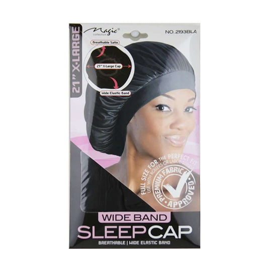 Wide Band Sleep Cap - X Large - Black | Miami Beauty Supply