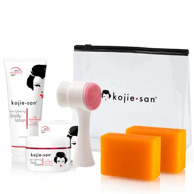 Kojie San Face & Body Whitening 5pc Set - W/ Soap, Environmental Protection Body Lotion, Face Cream and Brush - Wholesale