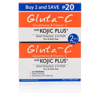 2 Pack Gluta-C Face and Body Soap with Kojic Plus+ Whitening System - Wholesale