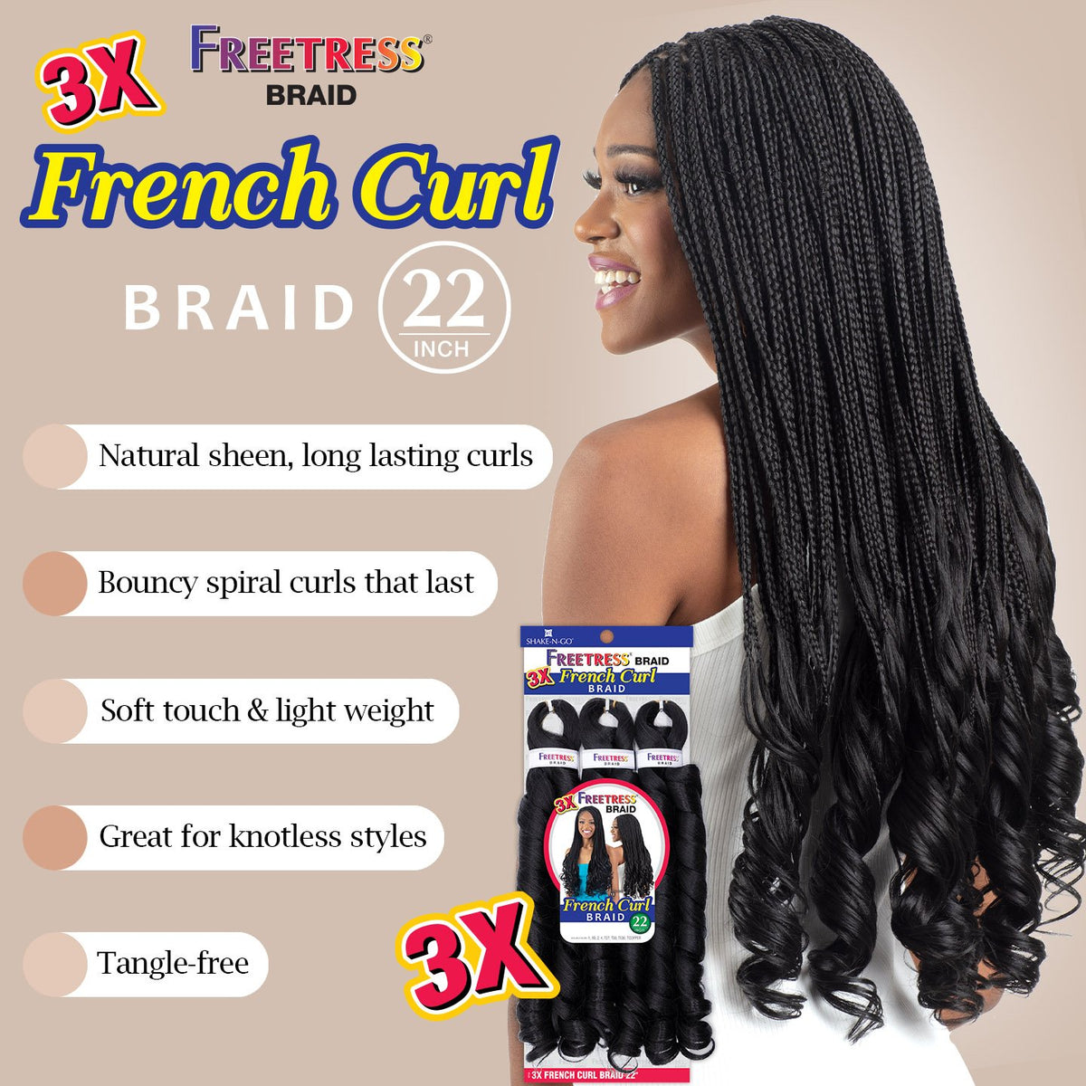 3X FRENCH CURL BRAID 22"