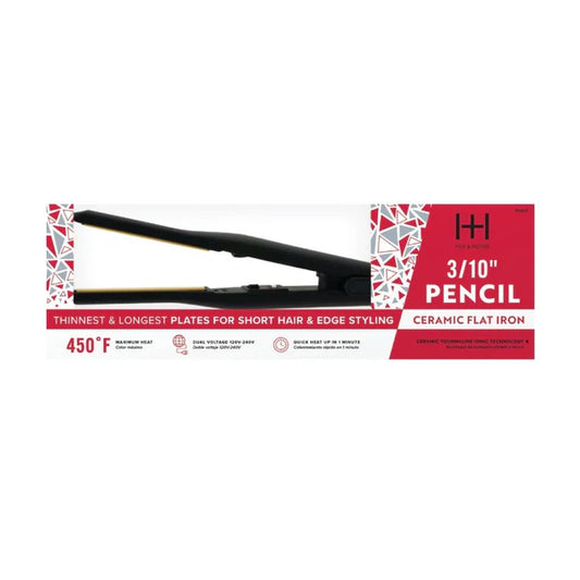 3/10" Pencil Ceramic Flat Iron #05937 [Black]