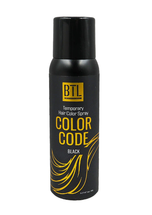 BTL Color Code Temporay Hair Color Spray -Black (3 oz)