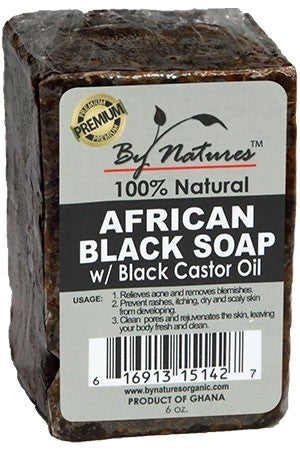 By Natures African Black Soap with Black Caster Oil (6.5oz)