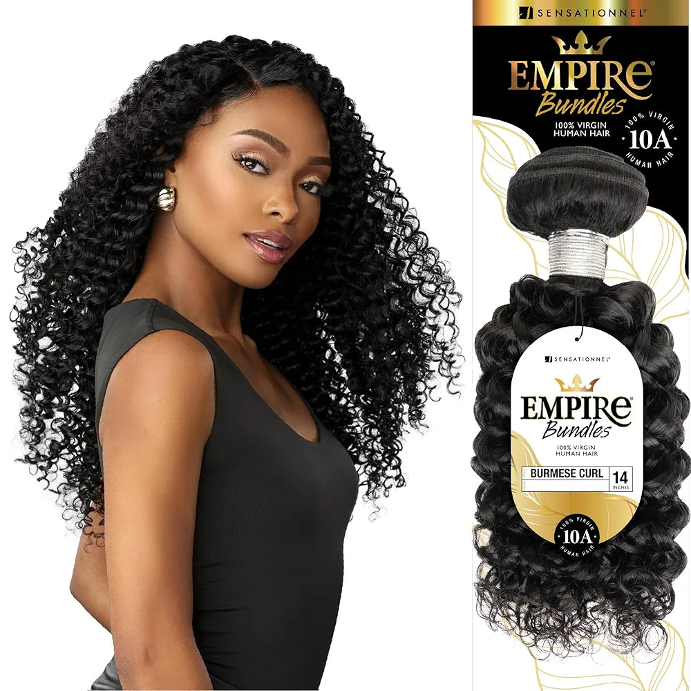 Sensationnel Human Hair Empire Bundles Weave - Burmese Curl 1 NATURAL