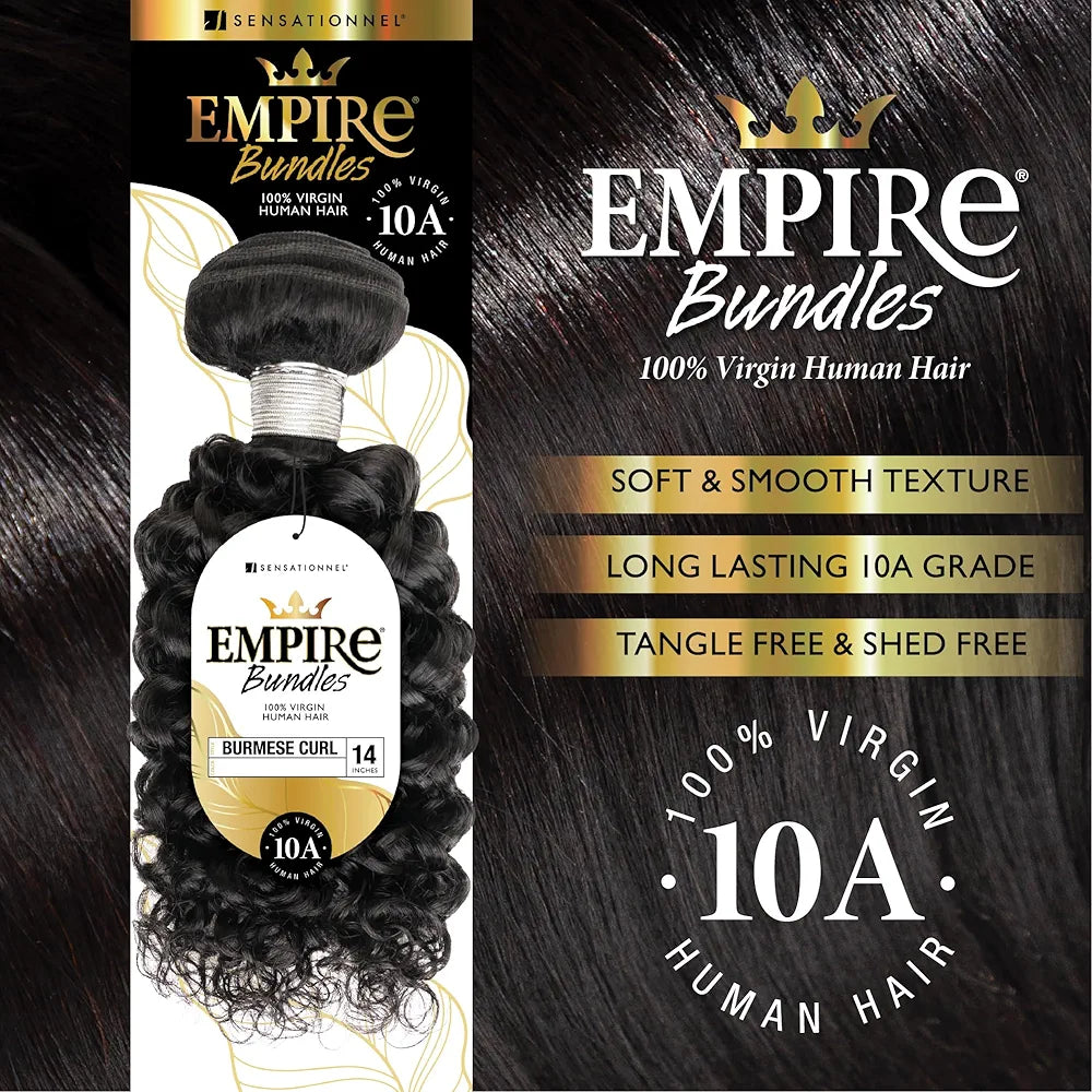 Sensationnel Human Hair Empire Bundles Weave - Burmese Curl 1 NATURAL