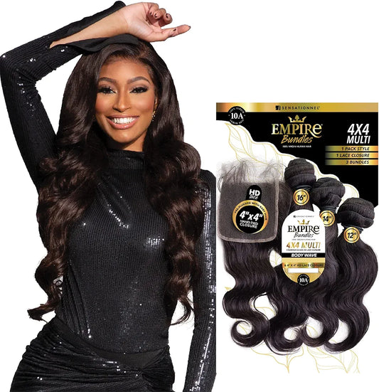 Sensationnel Empire Bundles Human Hair 4X4 Multi Pack - Body NATURAL BLACK