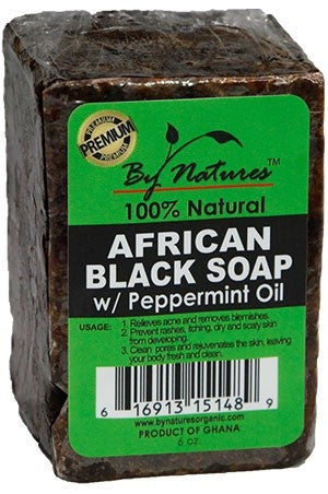 By Natures African Black Soap with Peppermint Oil (6.5oz)